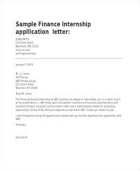 Sample Of Application Letters Finance Internship Application Letter