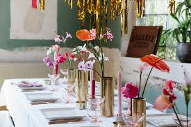 colourful blush pink and gold decor