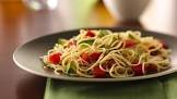 angel hair pasta with basil  avocado and tomatoes