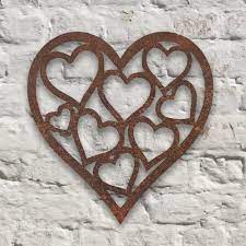 Buy Rustic Metal Hearts In Heart Wall