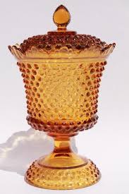 Vintage Fenton Hobnail Amber Glass