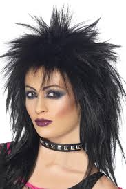 80s rock diva wig black