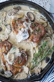 pork shoulder steak with mushrooms and