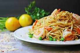 Shrimp Scampi Pasta With Parmesan Amp Peas Dinner Then Dessert gambar png