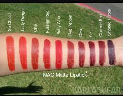 Mac Matte Lipstick Color Chart Mac Matte Lipstick Mac