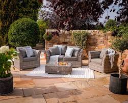 Grey 2 Seater Rattan Garden Sofa Set