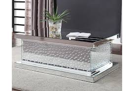 Adorn your home with a sleek, shiny and sophisticated touch with this glass coffee table. Acme Furniture Nysa 81410 Glam Mirrored Coffee Table With Faux Crystal Inlay Corner Furniture Cocktail Coffee Tables