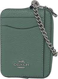 Kurt geiger london rainbow shop 690 card holder with strap. Amazon Com Coach Pebble Leather Zip Card Case Style No 6303 Washed Green