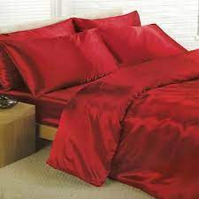 Red Satin Double Duvet Cover Fitted