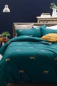 Embroidered Tigers Duvet Cover And