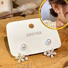 flower korean earrings pearl s925