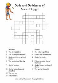 Egyptian Gods And Goddesses Crossword Puzzle For Kids