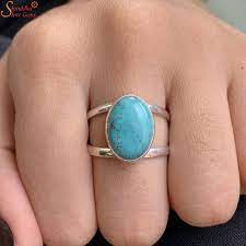 oval turquoise ring firoza stone ring