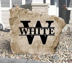 Monogram Name Stone Engraved Rock