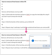 how to remove all text bo in word