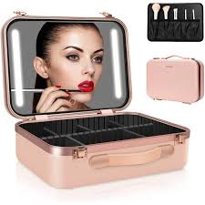 makeup case with lighted up mirror