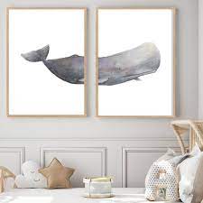 Whale Art Whale Print Set Of 2 Nursery