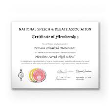 Replacement Membership Certificate National Speech Debate