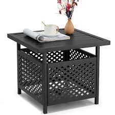 aecojoy black metal outdoor side table