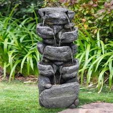 Stacked Rock Cascading Fountain With