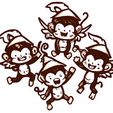 adorable sketch of flying monkeys from