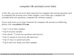 Computer Lab Assistant Cover Letter Sample For Technician