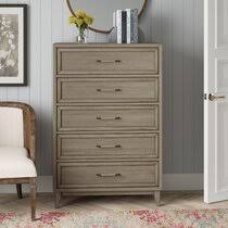 Chests of drawers are essentially tall dressers, utilizing vertical space to occupy a smaller footprint in the bedroom. Grey Dressers Chests Joss Main