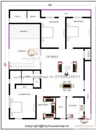 45 60 Ft House Map 3 Bhk 2700 Sqft With