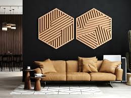Wood Wall Art Set Geometric Wooden Wall