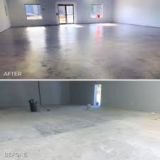 White Concrete Stained Basement Floor