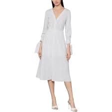 Get the lowest price on your favorite brands at poshmark. Bcbg Max Azria Women S Cotton Striped Tie Sleeve A Line Midi Dress Off White Combo Overstock 33127392