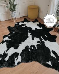 faux cowhide area rug 6 6 x 5 3 ft