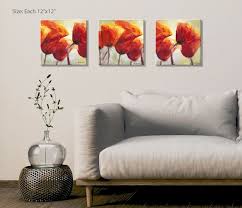 Red Flower Wall Art Set Of 3 Prints