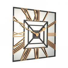 Square Mirror Large Wall Clock