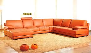 leather modern sectional sofa 2227 orange