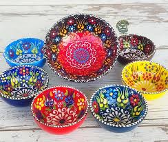 7x Ceramic Bowls Set Large Small