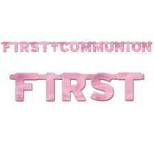 First Communion Pink Letter Banner 8 75ft X 12in All Party
