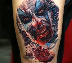 horror clown face tattoo by qtattoo lee