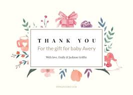 Baby Gift Thank You Card Template Template Fotojet