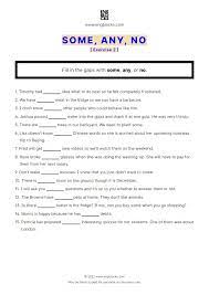 some, any, no - Exercise 2 - Worksheet | English Grammar