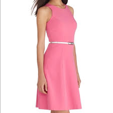 White House Black Market Pink Fit And Flare Dress