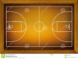 Basketball Court In The Wooden Frame Stock Illustration