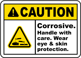 corrosive handle with care label