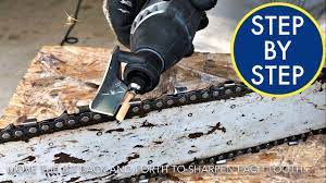 How to Sharpen a Chainsaw Chain - Using Dremel Sharpening Kit - Chain Saw  Blade Sharpening - YouTube
