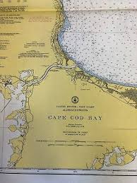 Vintage 1950s Nautical Chart Mass Cape Cod Bay Sailing Noaa