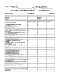 Form 14 Child Support Amount Calculation Worksheet Courts
