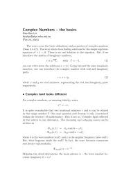 Complex Numbers â The Basics