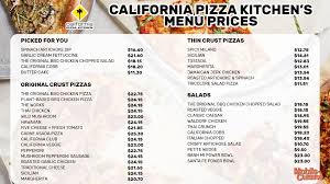 california pizza kitchen menu s
