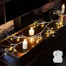 Birch Garland With Lights 6ft 48 Led