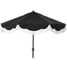 Cloud Fringe Patio Umbrella Black